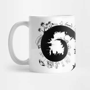 city life and beach life, vacation Mug